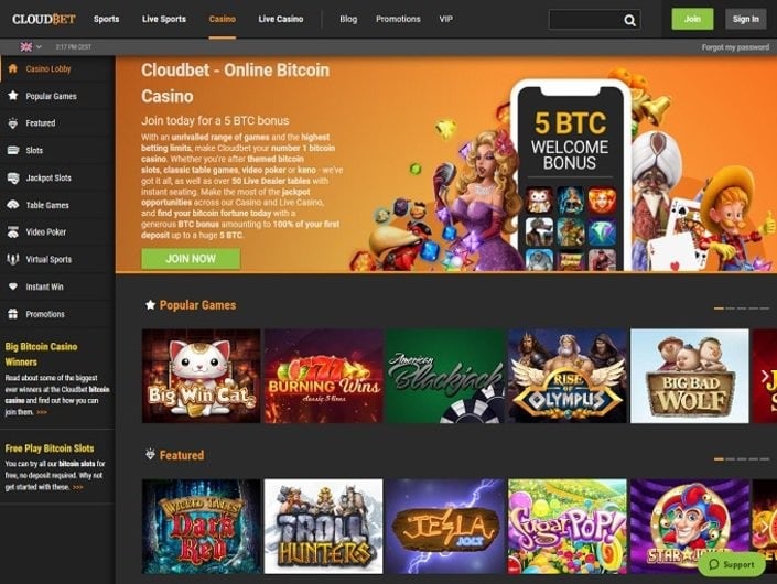 Cloudbet games and betting opportunities