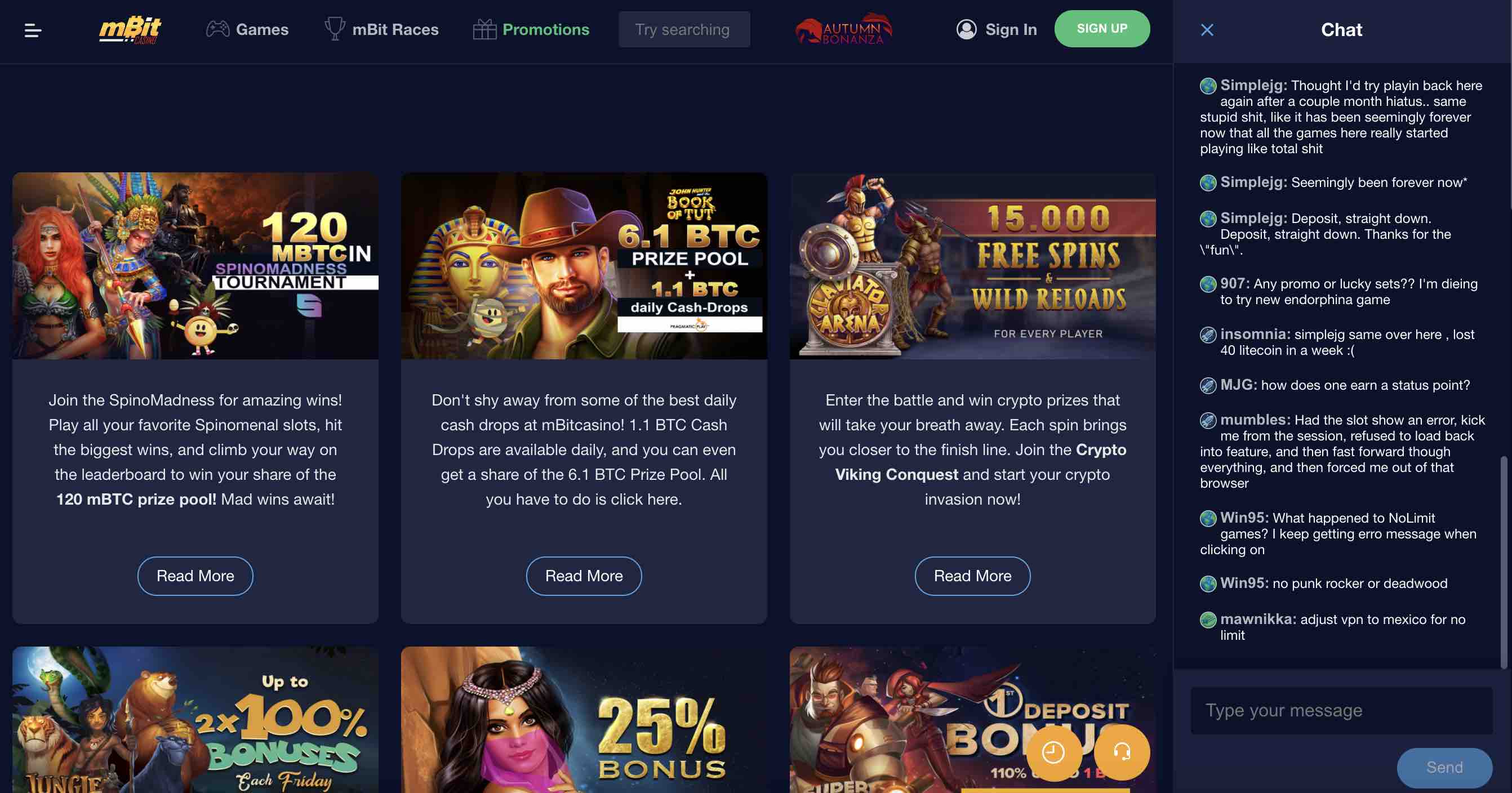 Promotions at mBit Casino