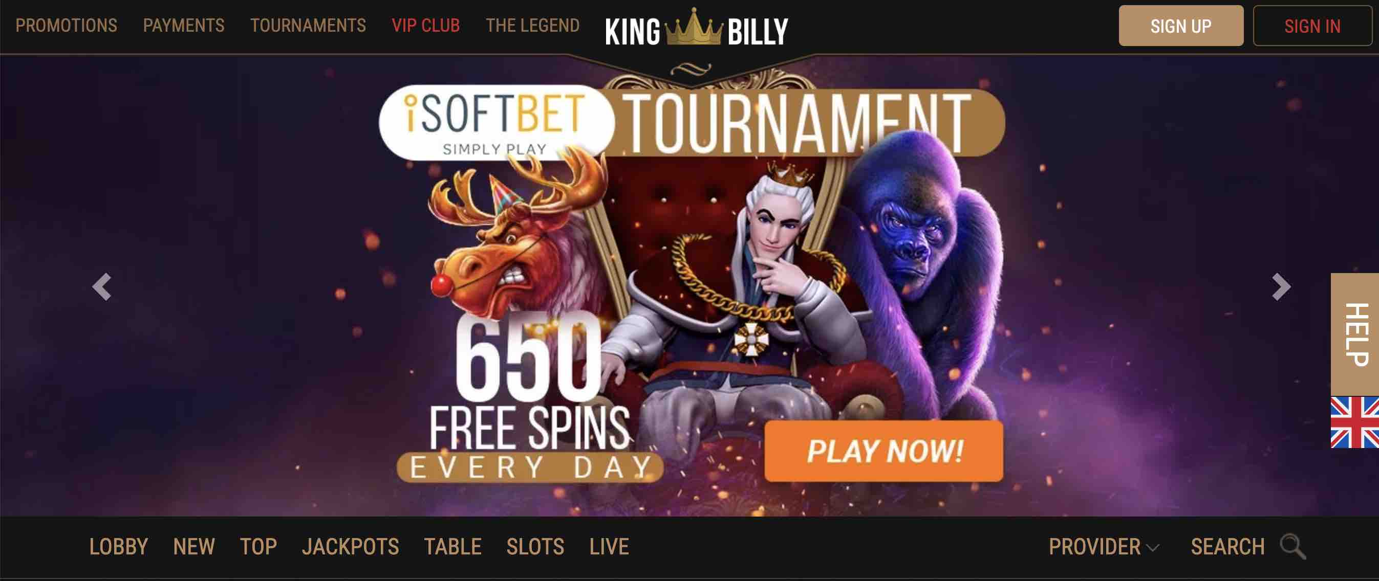 Tournaments at King Billy Casino