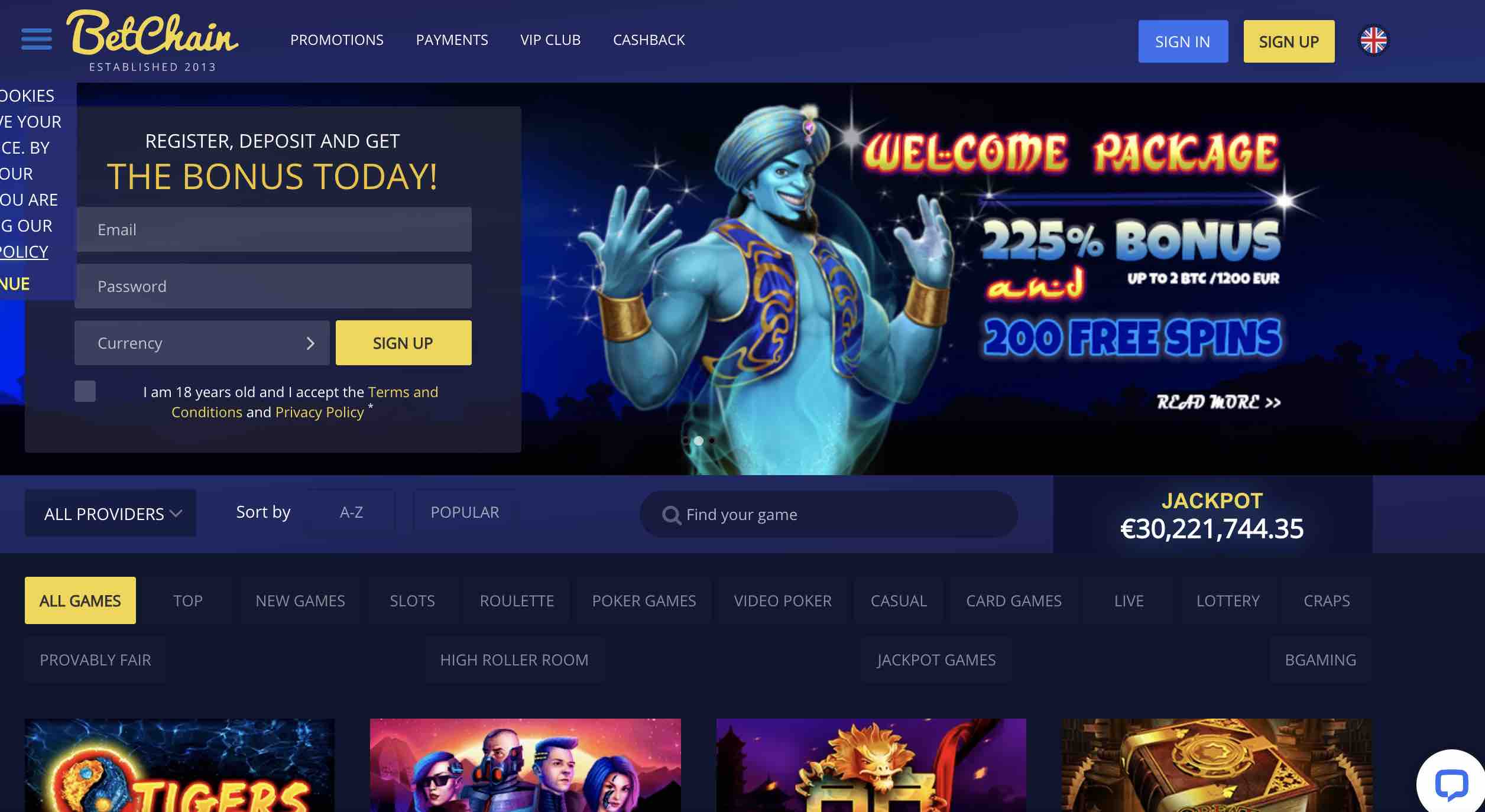 Welcome Offers at BetChain Casino