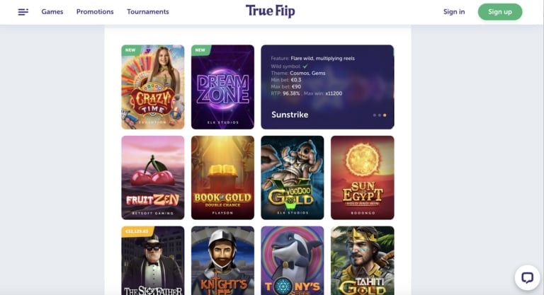 Best Games at True Flip Casino