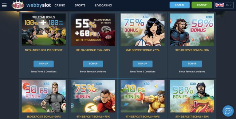 Bonuses and Offers at WebbySlot Casino