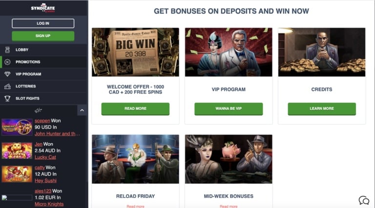 Collect Top Bonuses at Syndicate Casino