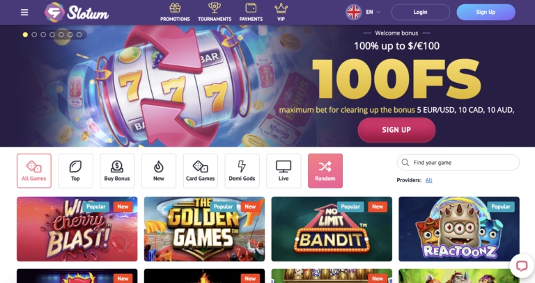 Top Games at Slotum Casino