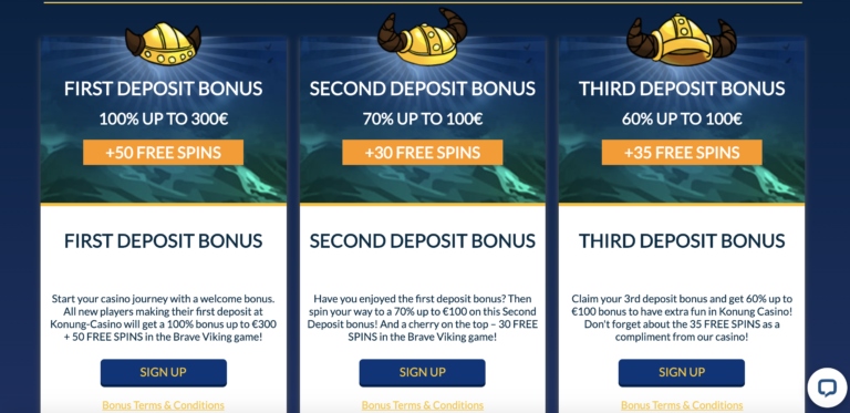 Welcome Bonuses at Konung Casino