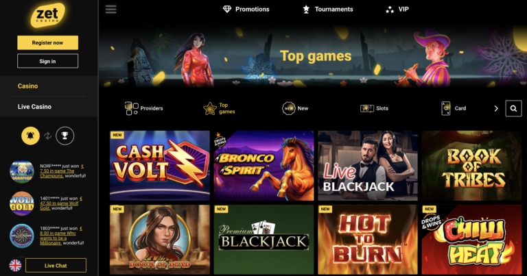 Zet Casino Slots and Table Games