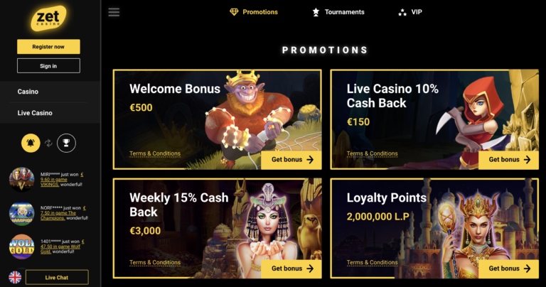 Zet Casino Welcome Bonuses