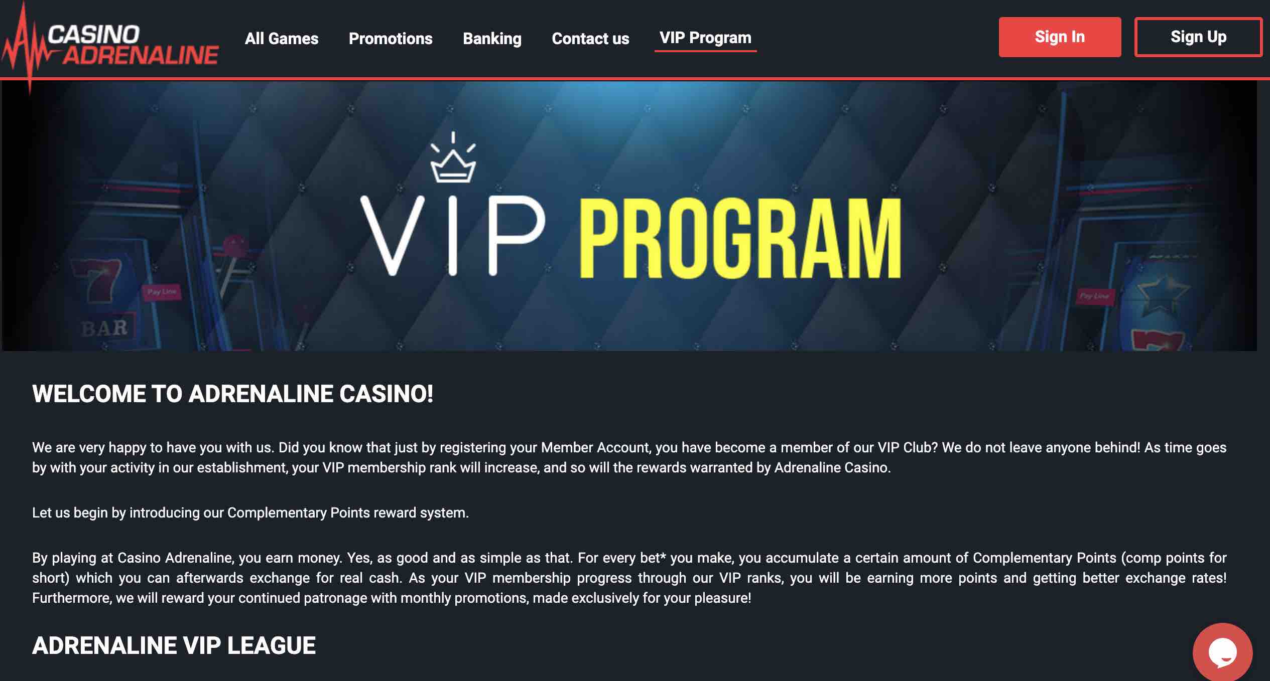 Casino Adrenaline VIP Programs