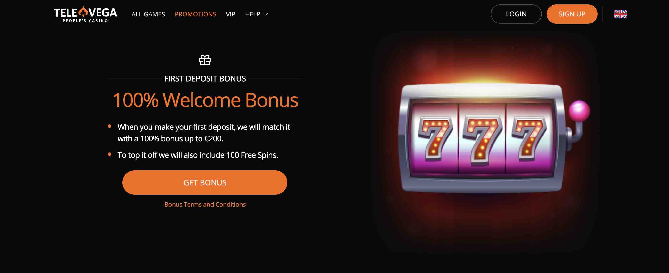 TeleVega Casino Welcome Bonus