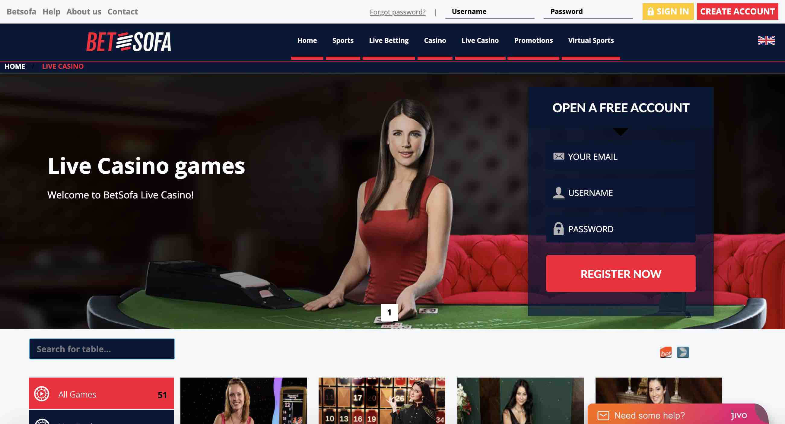 Betsofa Casino Live Casino