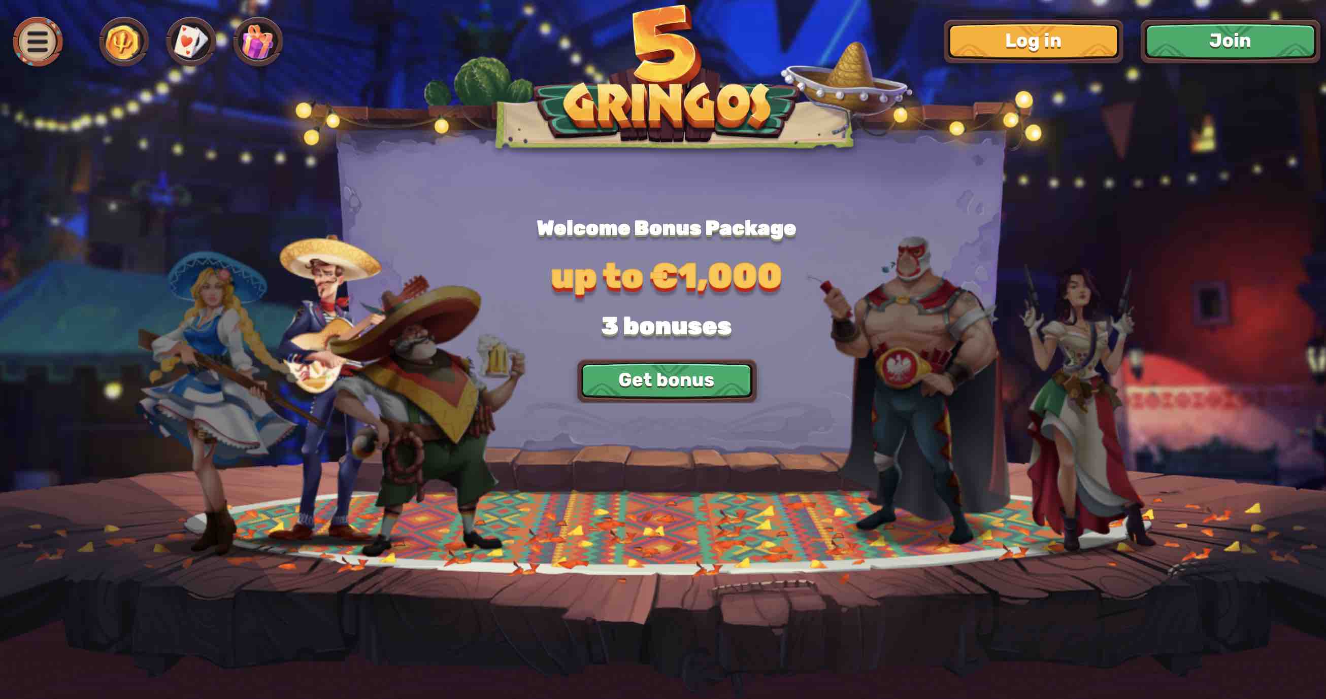 Welcome Bonus at 5Gringos Casino