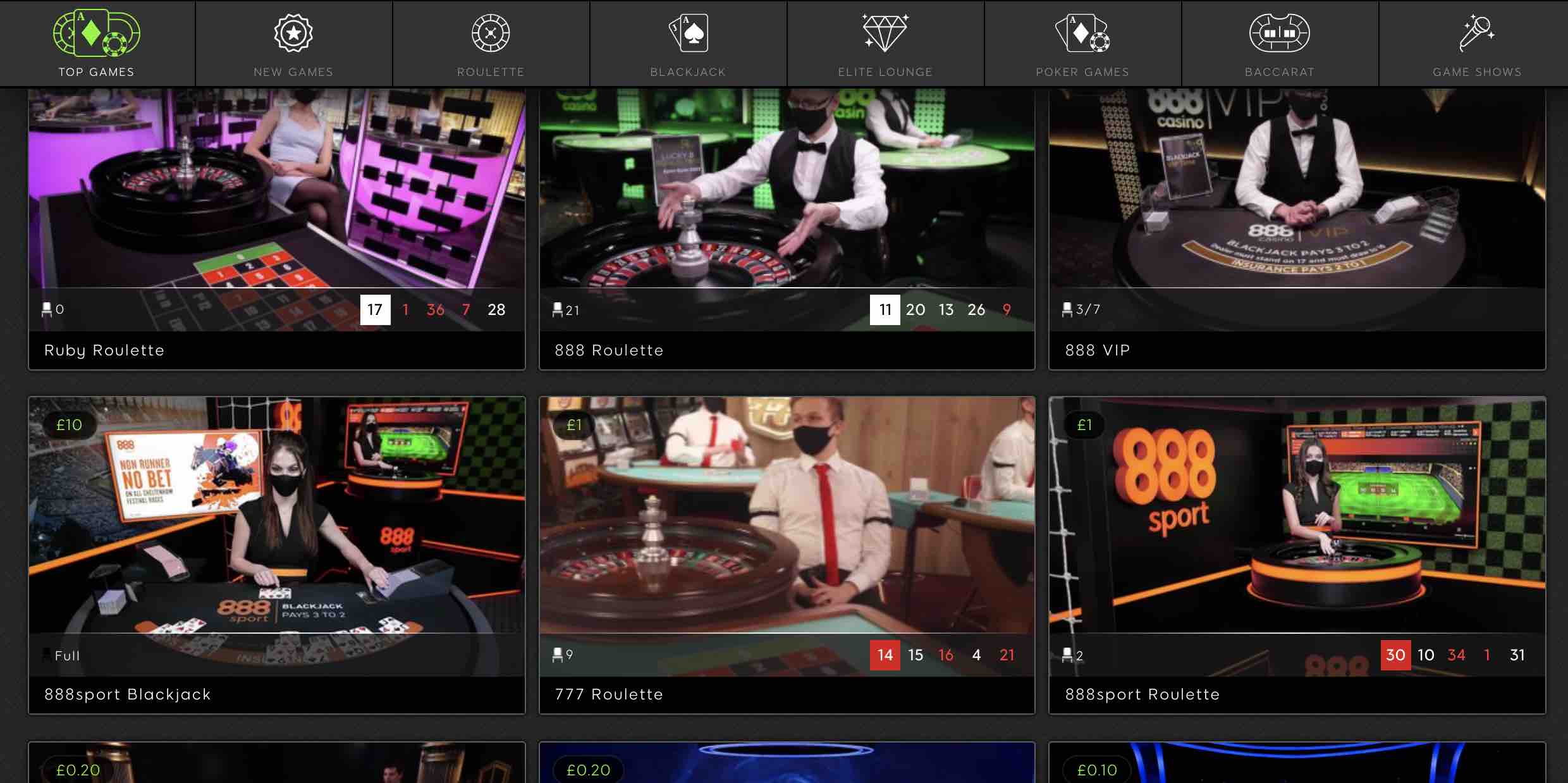 888 Casino Live Casino