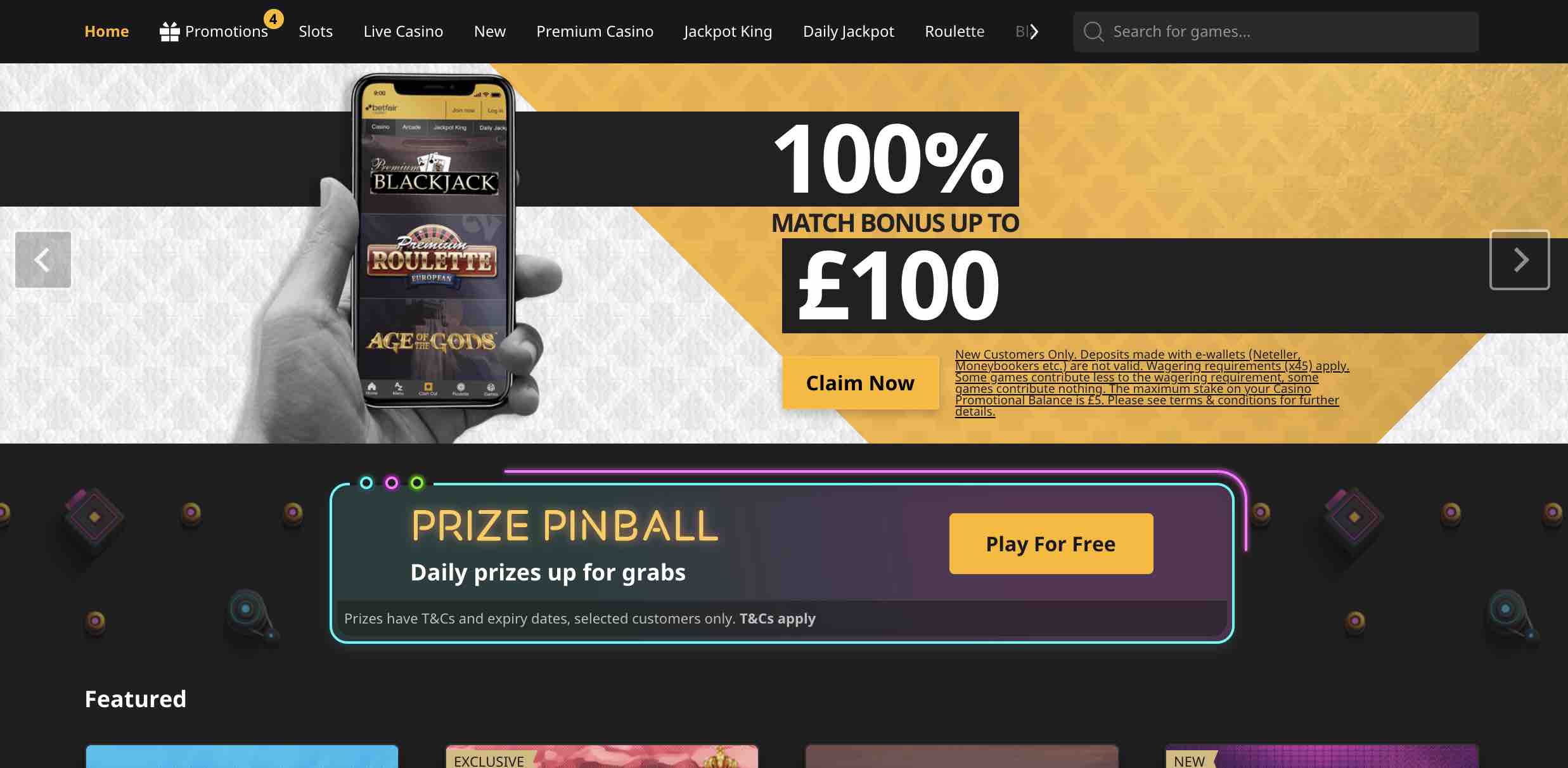 Get up to £100 at Betfair Casino