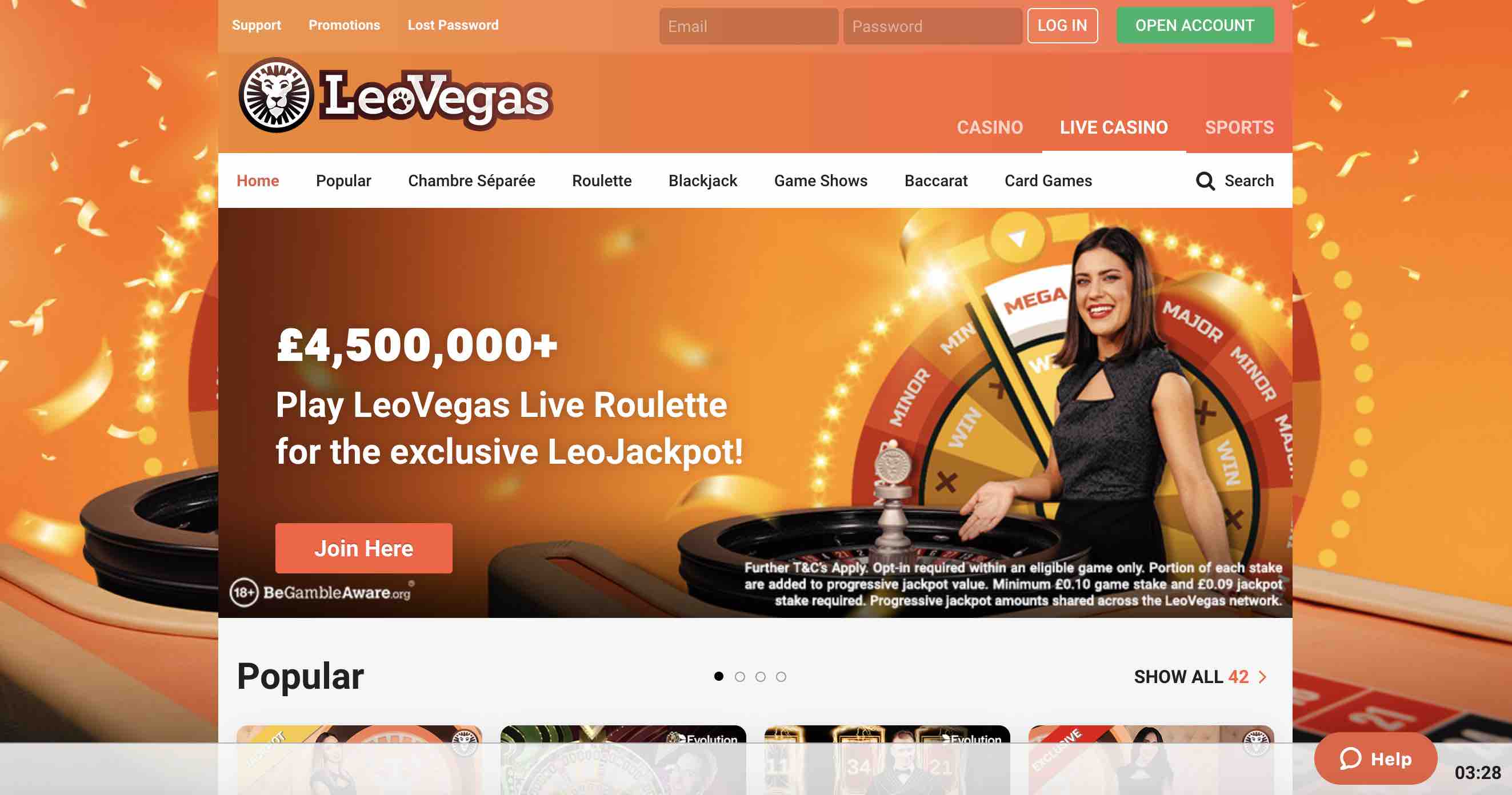 LeoVegas Casino Live Games