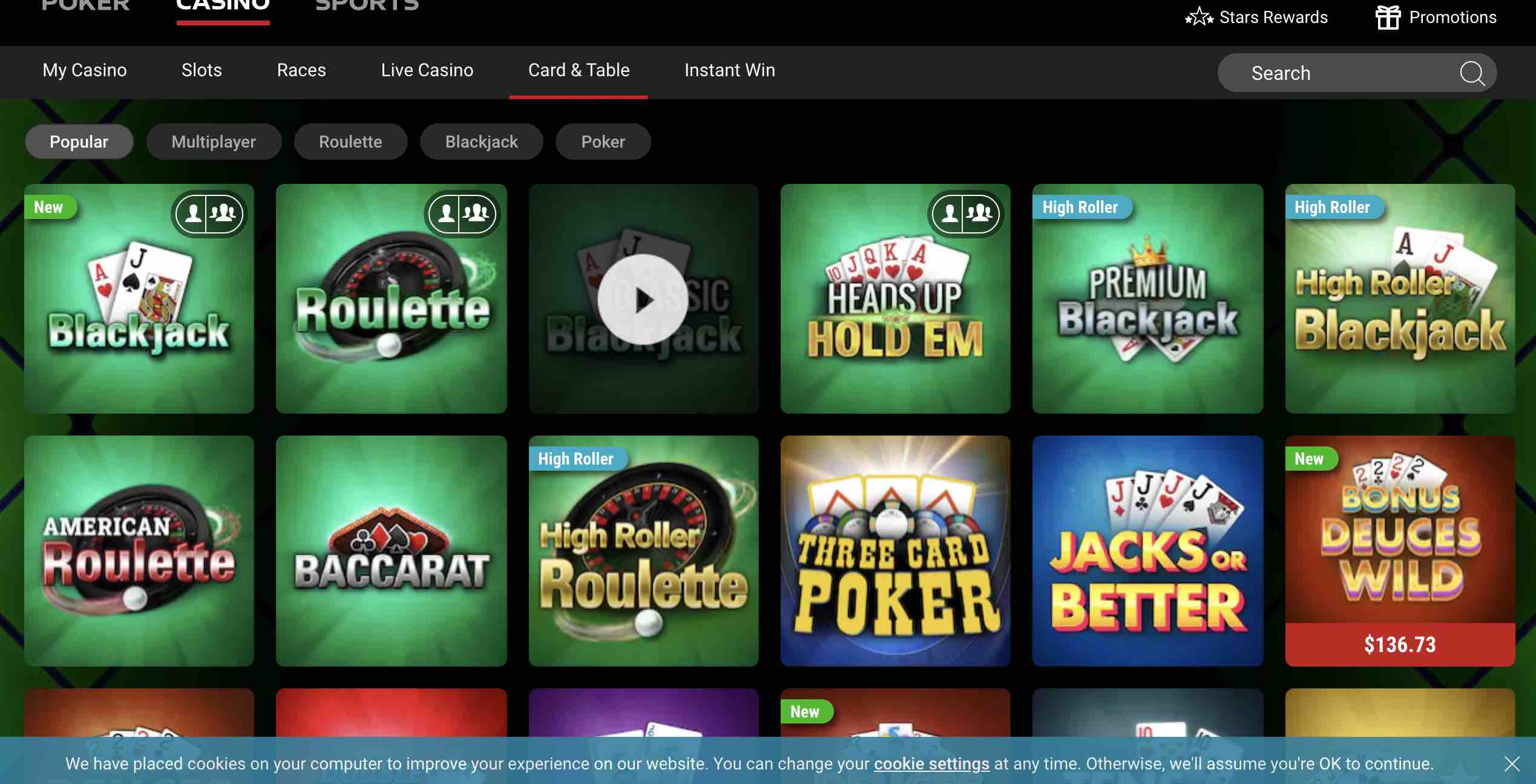 PokerStars Casino Table Games