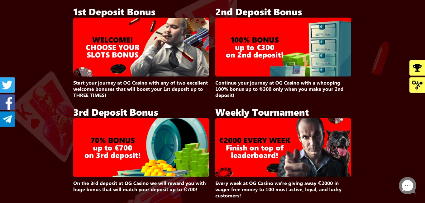 OG Live Casino Bonuses